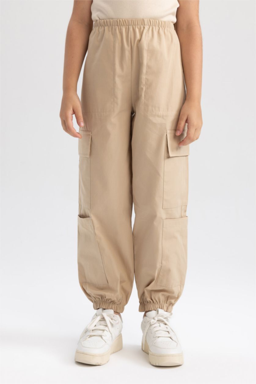 GIRLS & TEENS Light Vison Girl Cargo Fit Jogger Leg Cotton Trousers