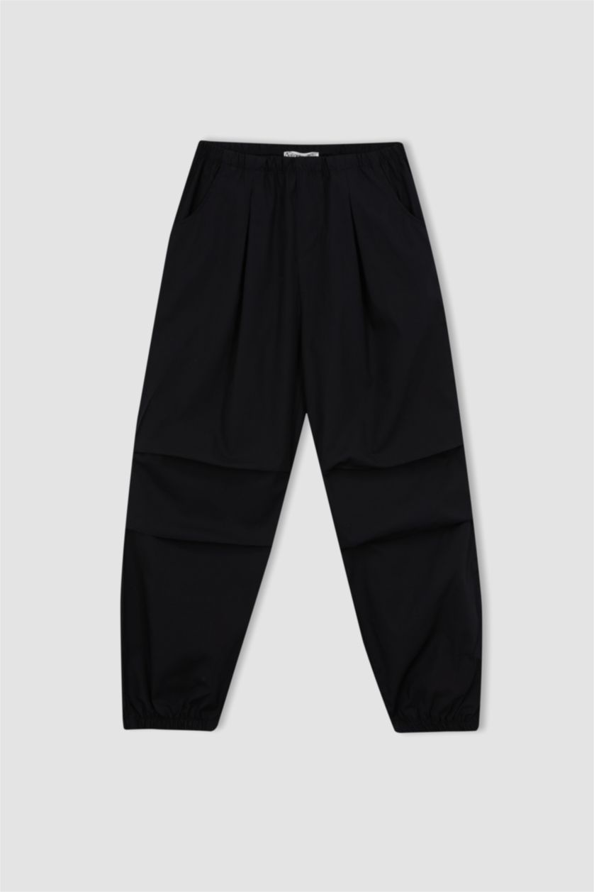 GIRLS & TEENS Black Girl Parachute Cotton Trousers