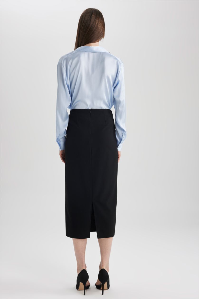 نساء أسود تنورة ميدي بخصر عادي