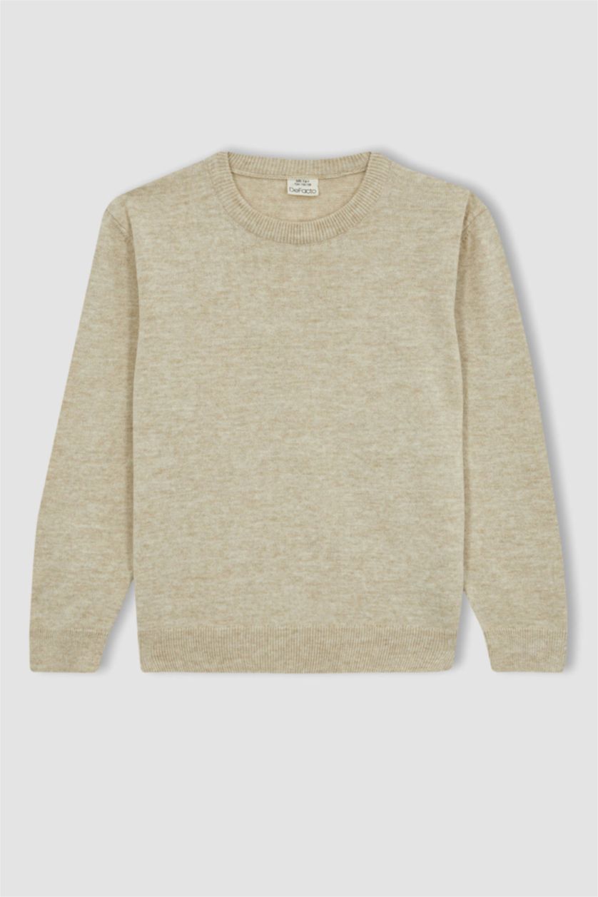 GARÇONS Écru Pull Coupe Régulière Col Rond Pour Garçon