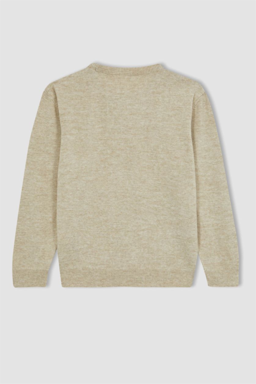 GARÇONS Écru Pull Coupe Régulière Col Rond Pour Garçon