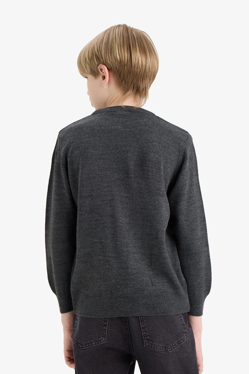 أولادي ميلانج أنترا بلوفر اولادي تريكو قصة عادية برقبة مستديرة ميلانج أنترا