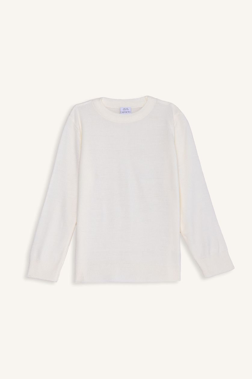 أولادي بيج فاتح بلوفر اولادي تريكو قصة عادية برقبة مستديرة