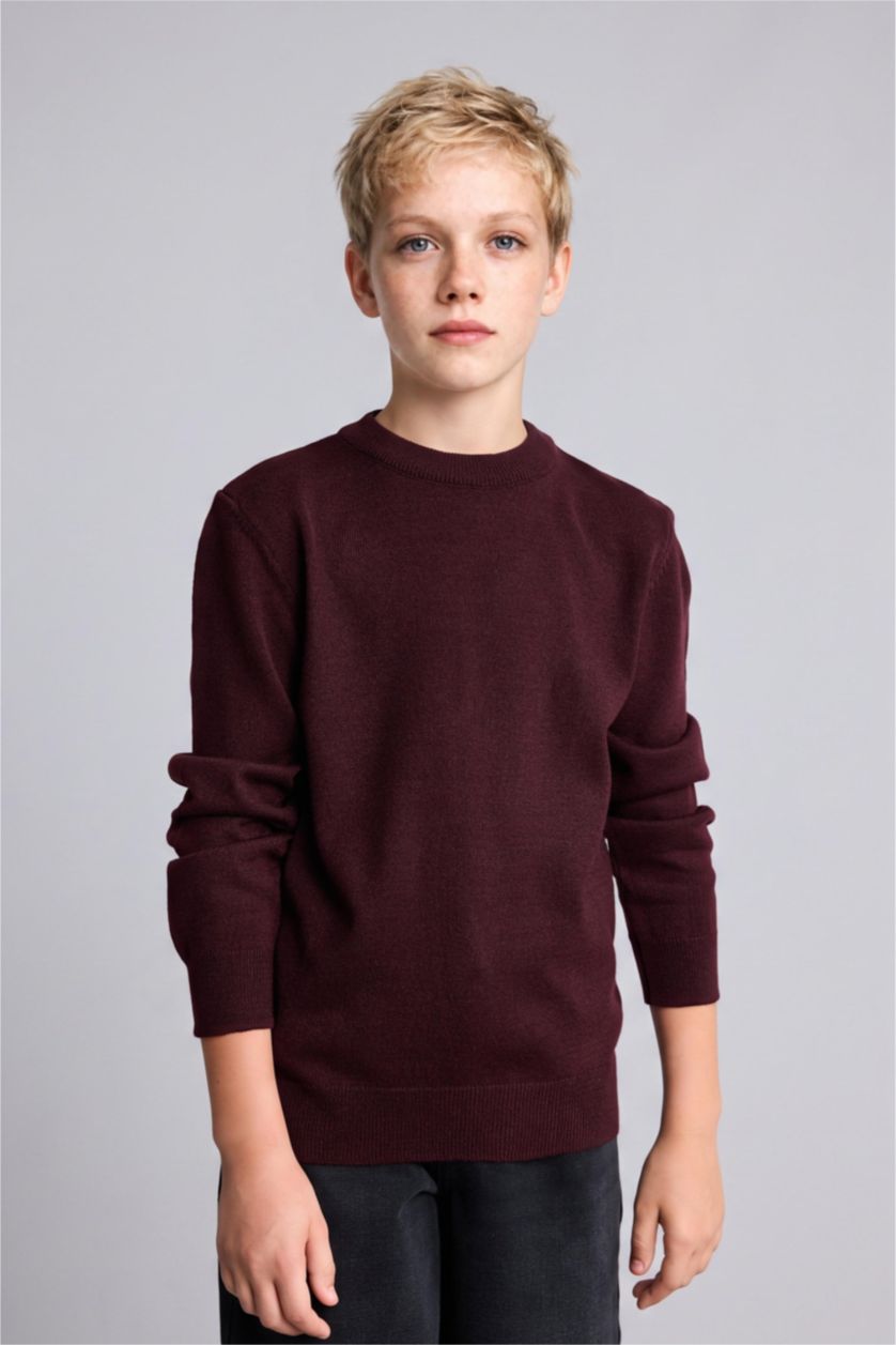 Erkek Çocuk - Genç Erkek Bordo Regular Fit Kazak Erkek Çocuk