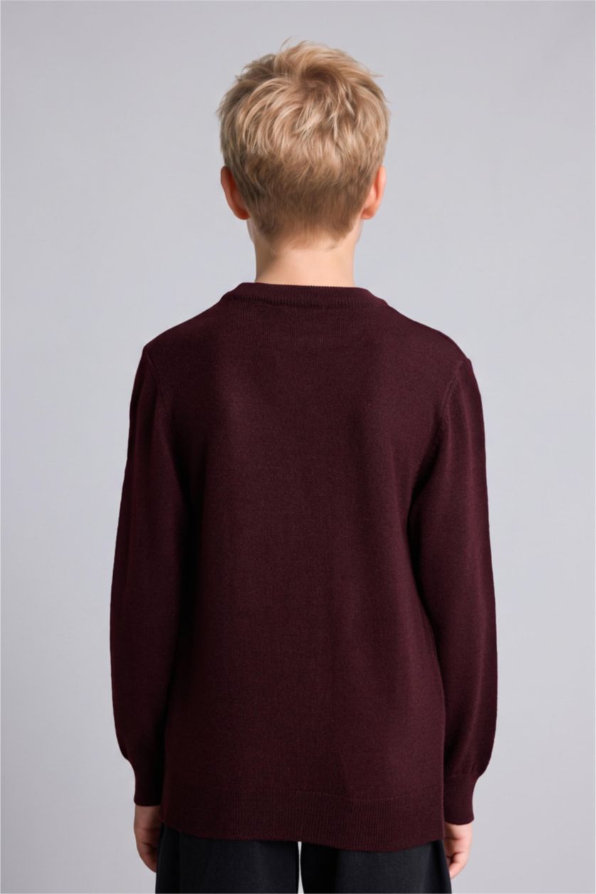 Erkek Çocuk - Genç Erkek Bordo Regular Fit Kazak Erkek Çocuk