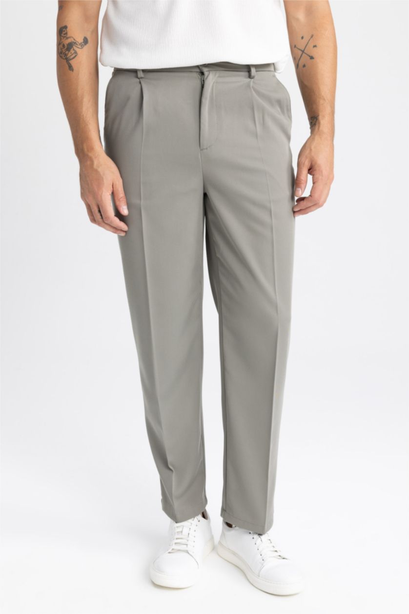 Man Khaki Wide Leg Trousers