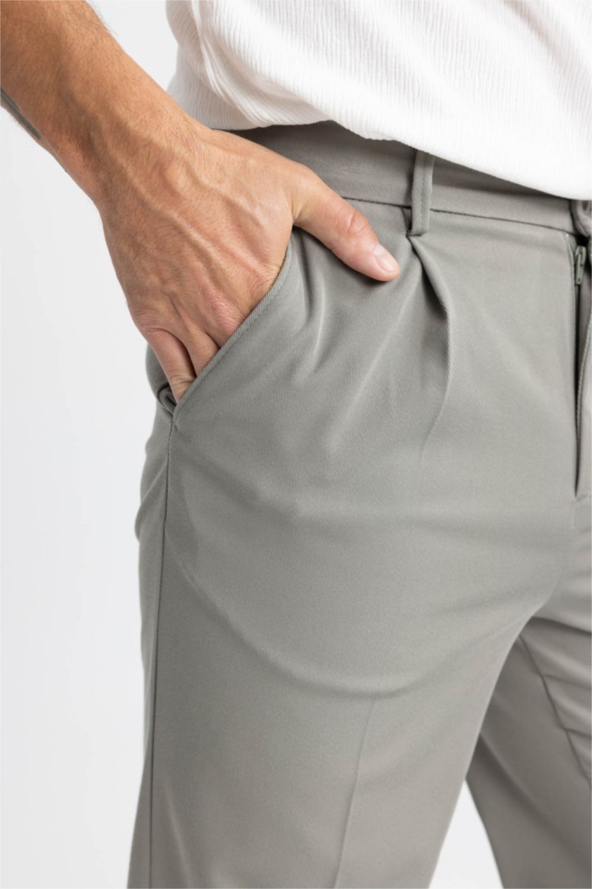 Man Khaki Wide Leg Trousers