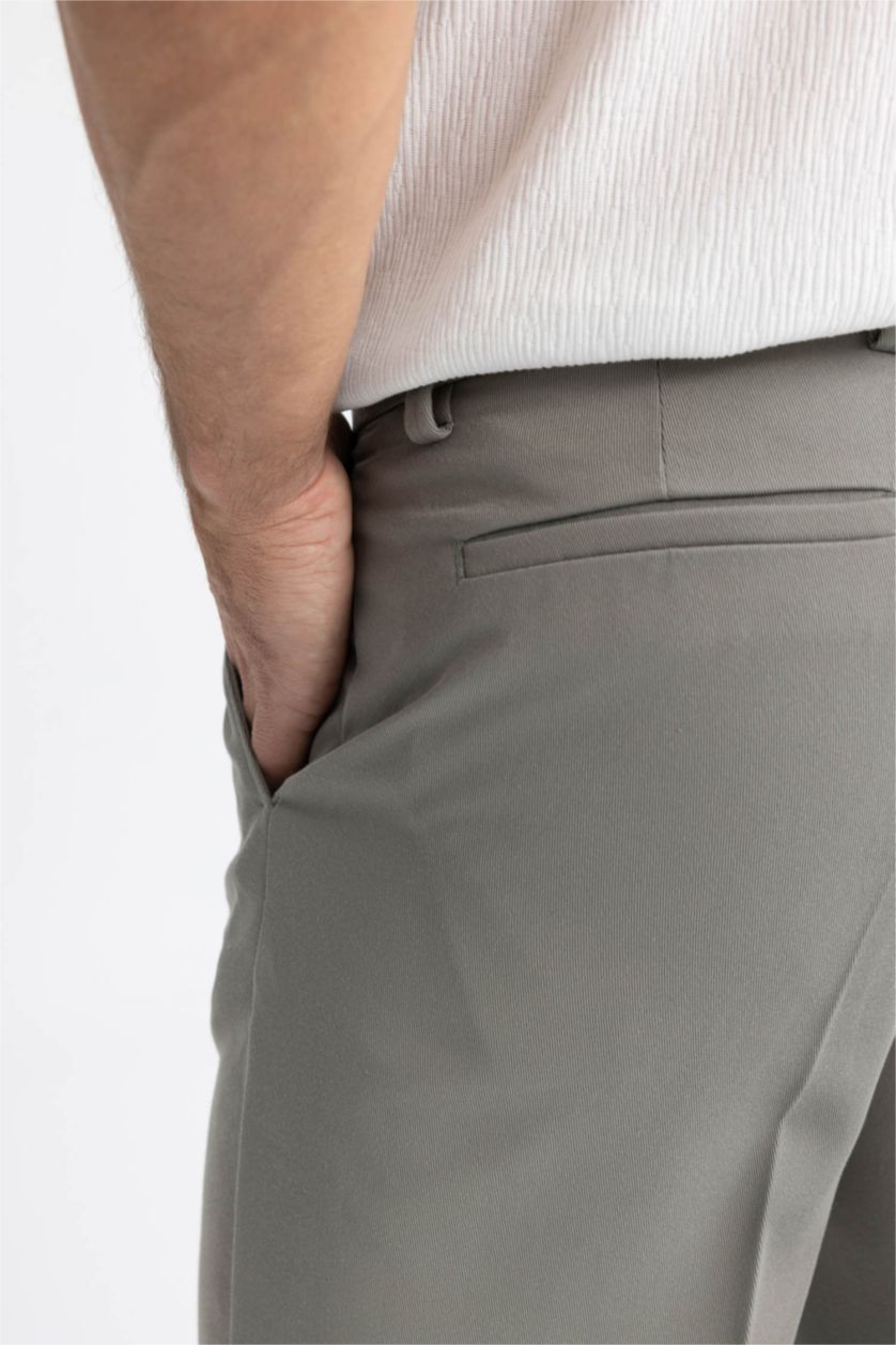 Man Khaki Wide Leg Trousers