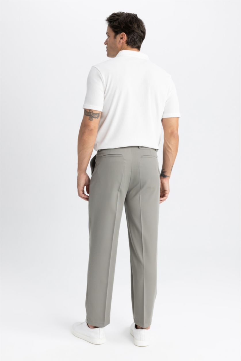 Man Khaki Wide Leg Trousers