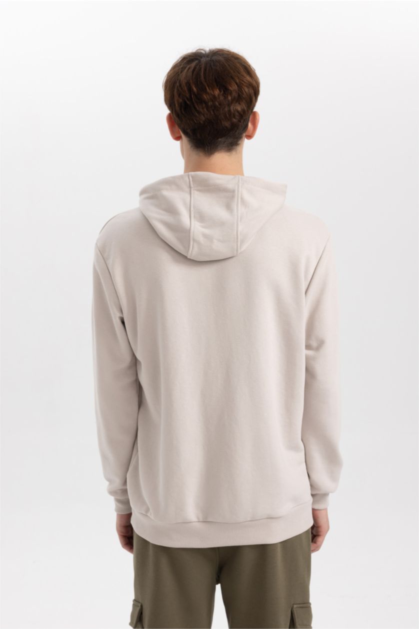 HOMME Beige Sweat- Shirt Coupe Régulière Encapuchonné