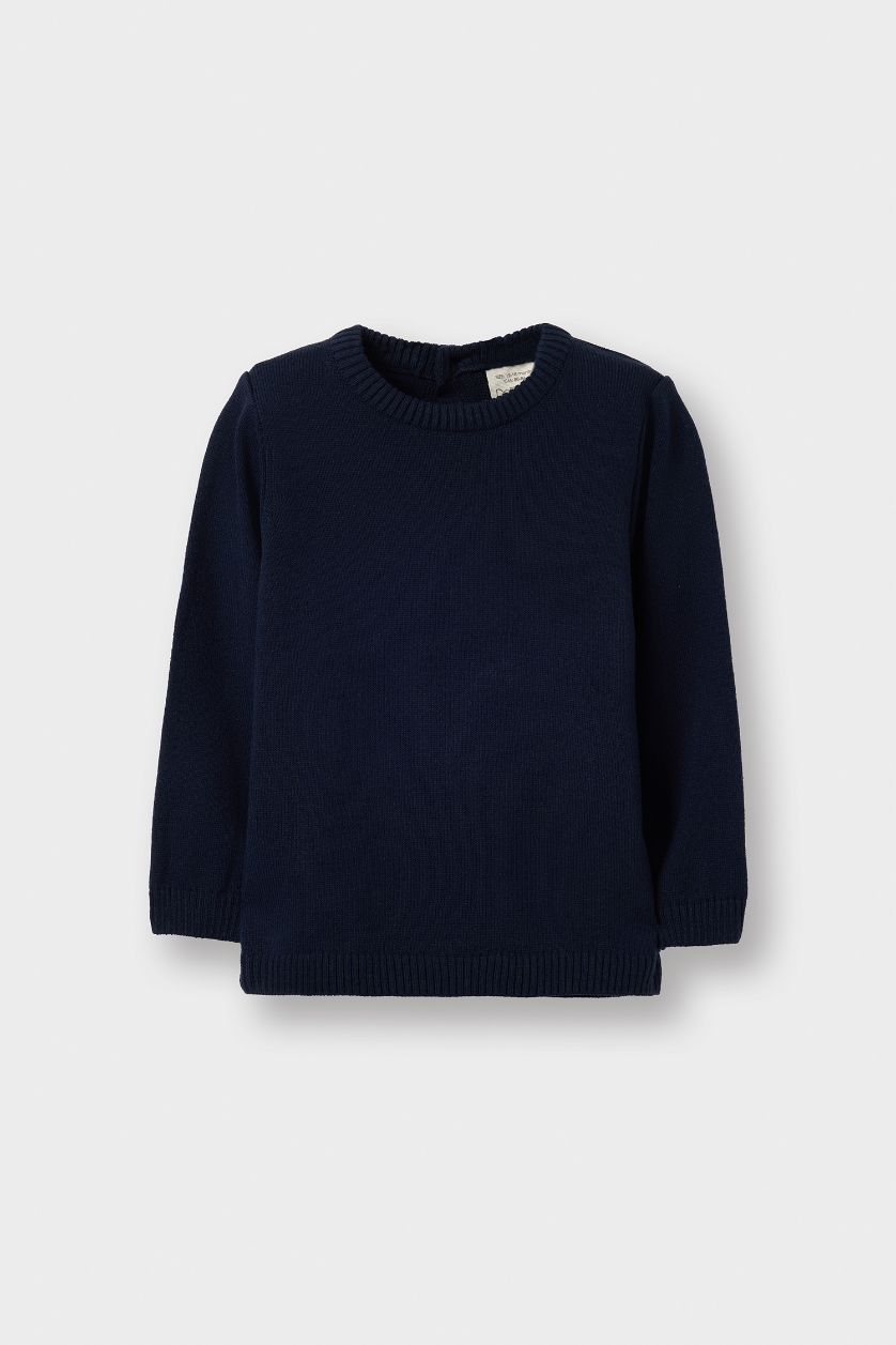 Erkek Bebek Lacivert Okul Bisiklet Yaka Triko Kazak Erkek Bebek