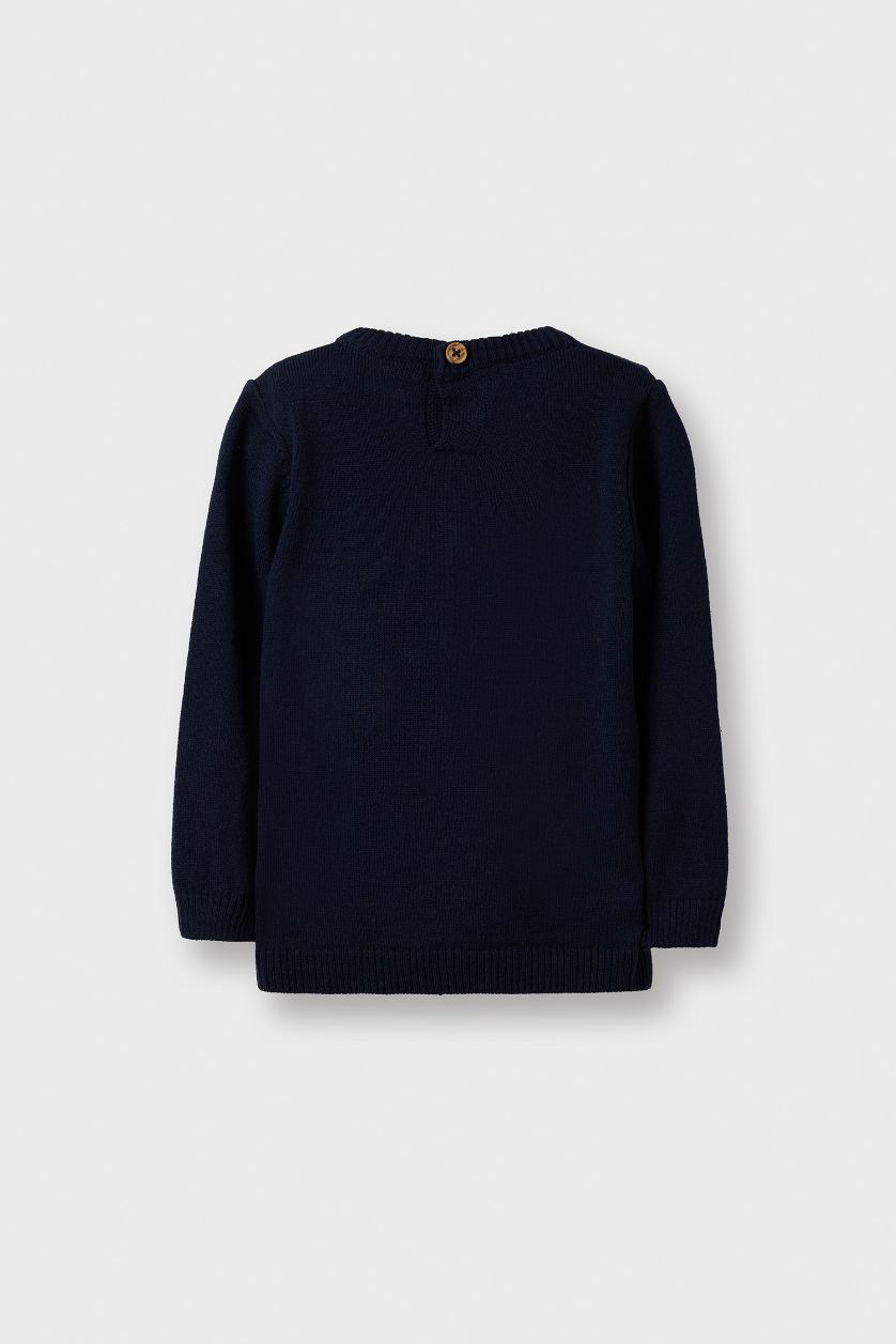 Erkek Bebek Lacivert Okul Bisiklet Yaka Triko Kazak Erkek Bebek