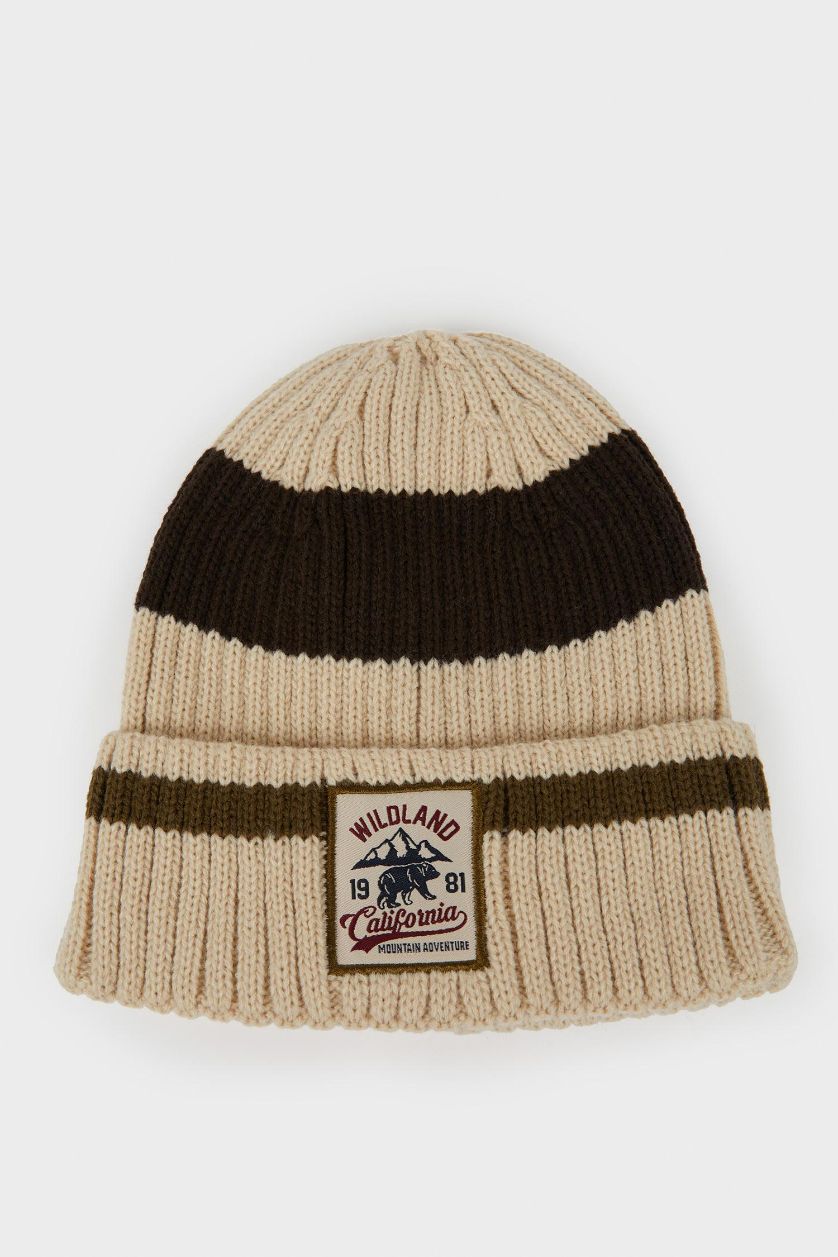 Мужчины Темно-коричневый Мужская трикотажная шапка с этикеткой