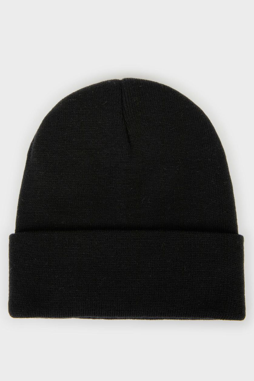 Erkek Siyah Erkek Baskılı Triko Bere