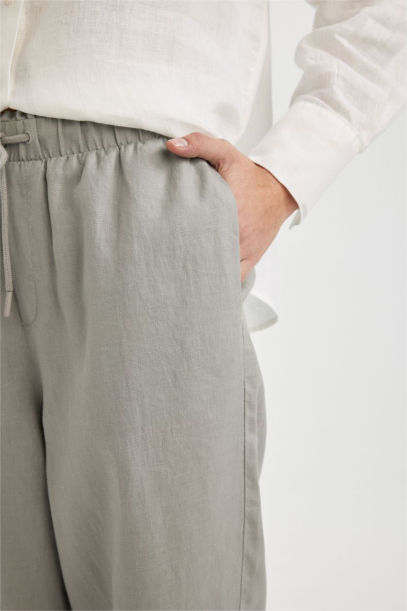 Женщины Светло-серый Брюки джоггеры с высокой талией