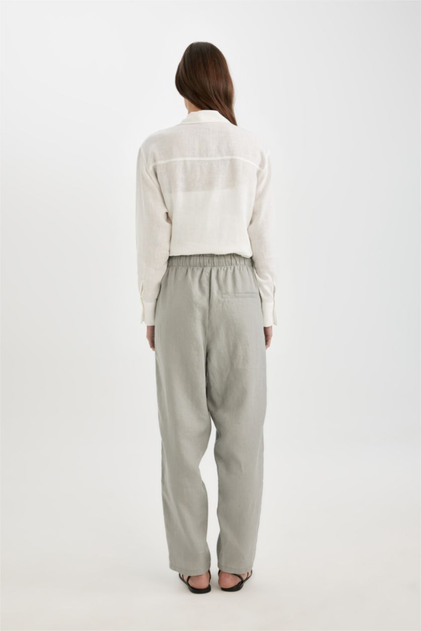 Женщины Светло-серый Брюки джоггеры с высокой талией