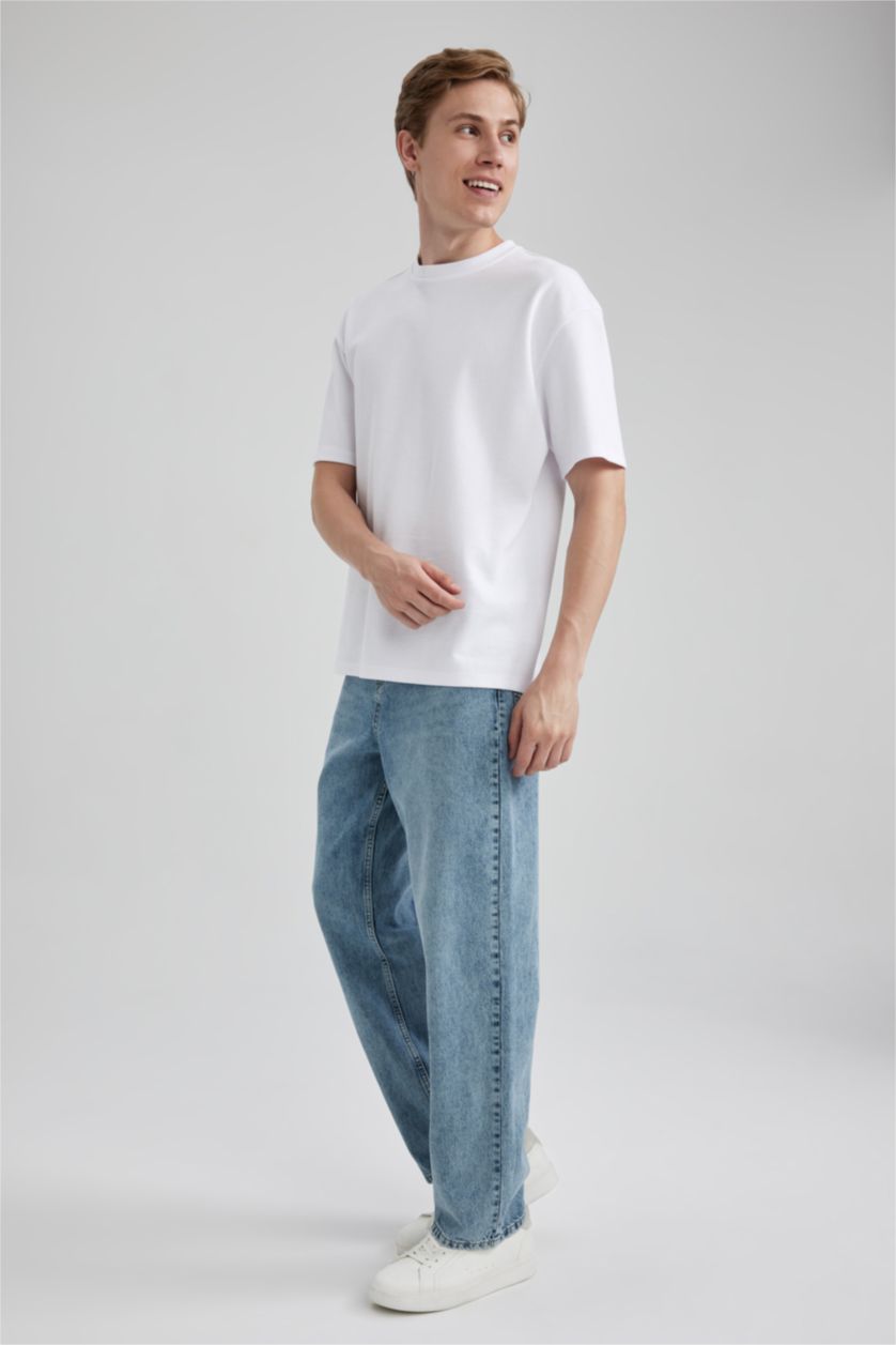 HOMME Vert Clair Pantalon Jean Baggy