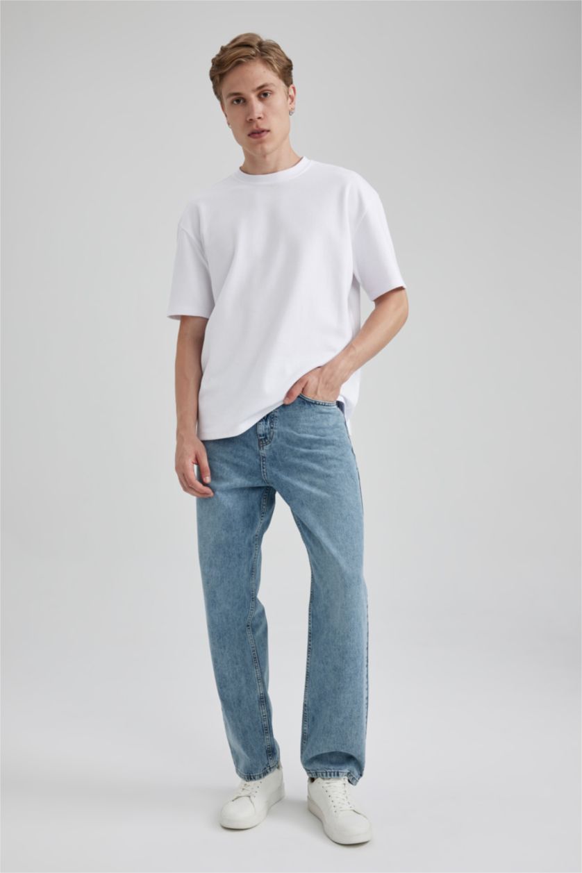 HOMME Vert Clair Pantalon Jean Baggy