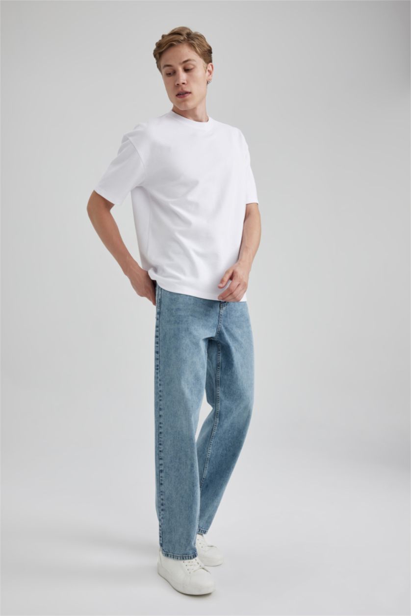 HOMME Vert Clair Pantalon Jean Baggy