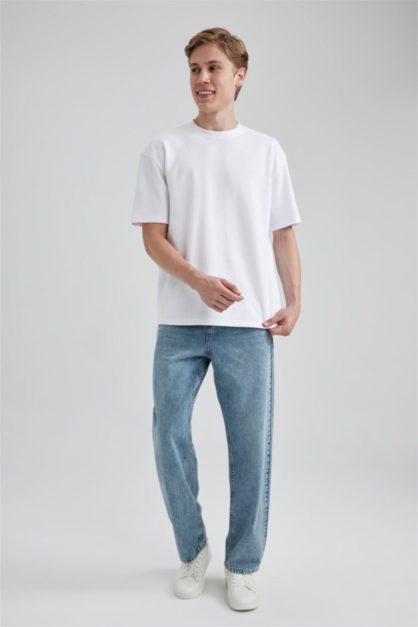 HOMME Vert Clair Pantalon Jean Baggy