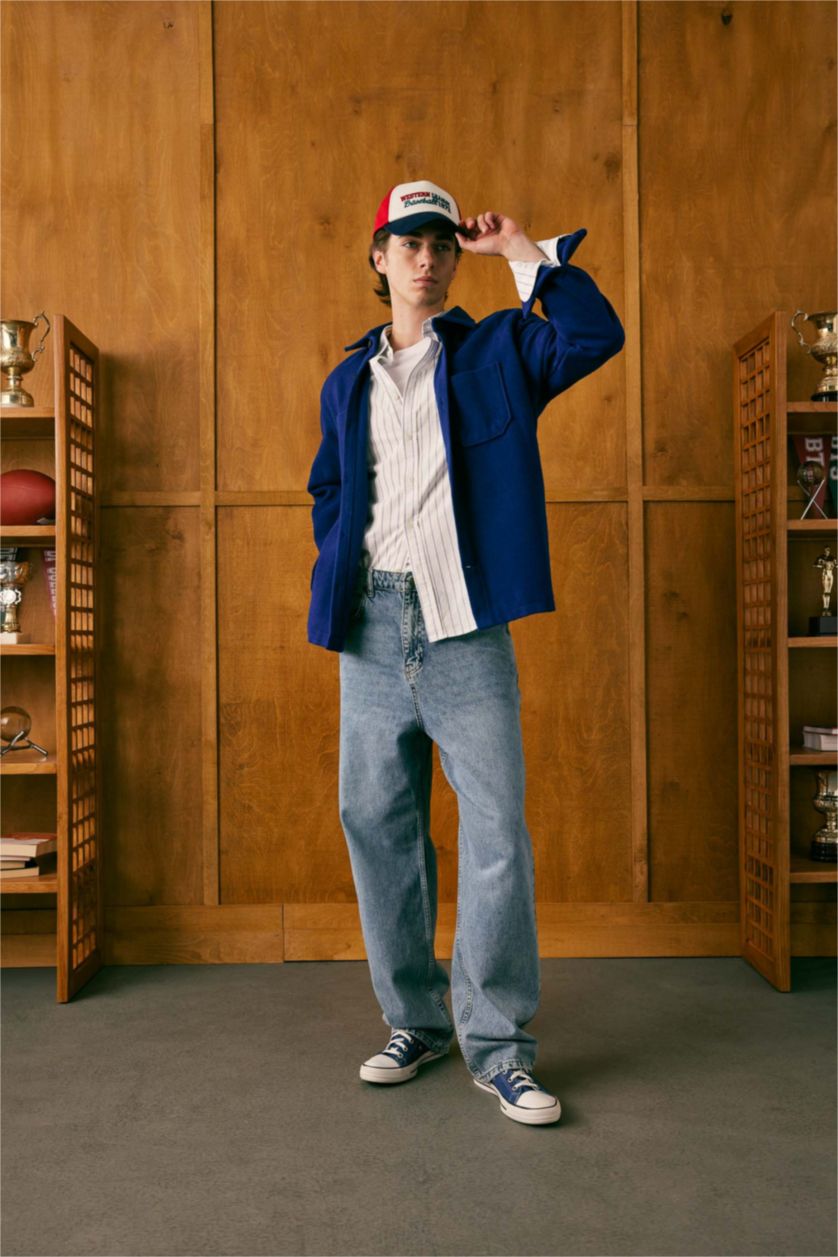 HOMME Vert Clair Pantalon Jean Baggy