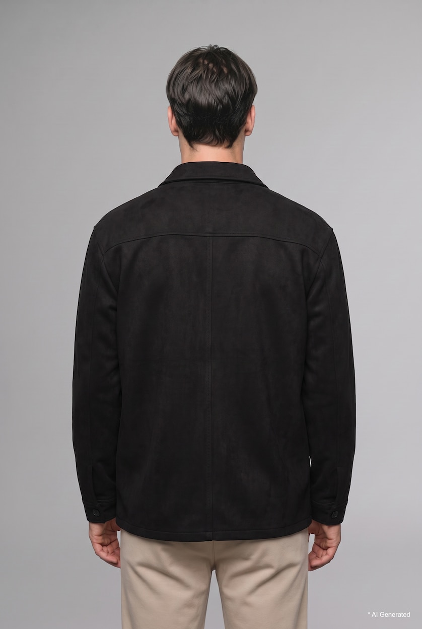 Men Black Suede Overshirt
