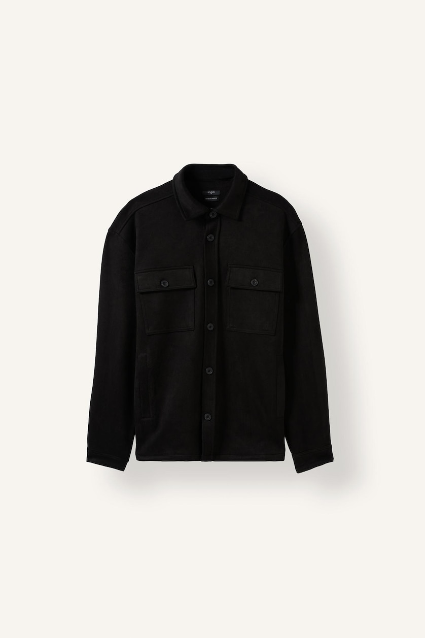 Men Black Suede Overshirt
