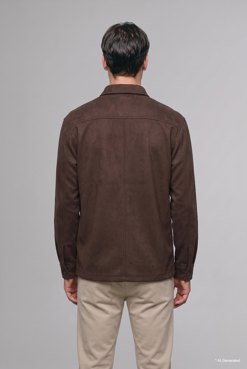 Men Brown Suede Overshirt