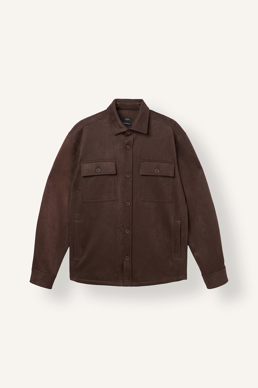 Men Brown Suede Overshirt