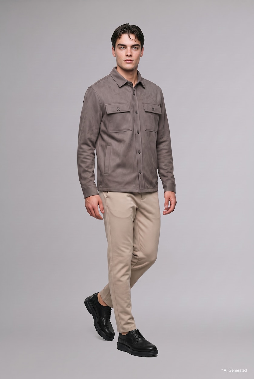 Men Teak Suede Overshirt