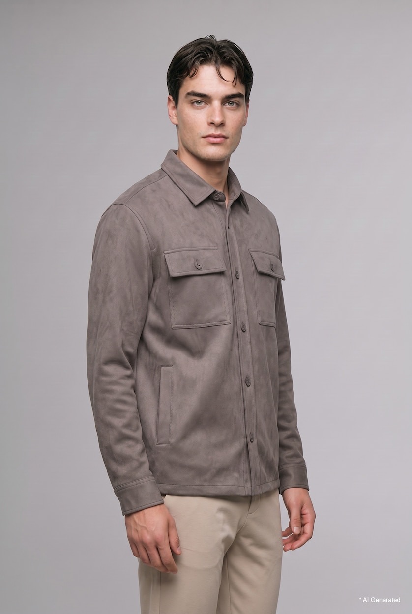 Men Teak Suede Overshirt
