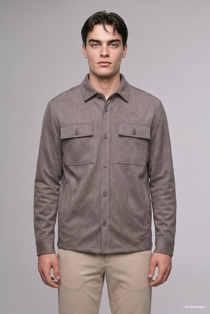Men Teak Suede Overshirt