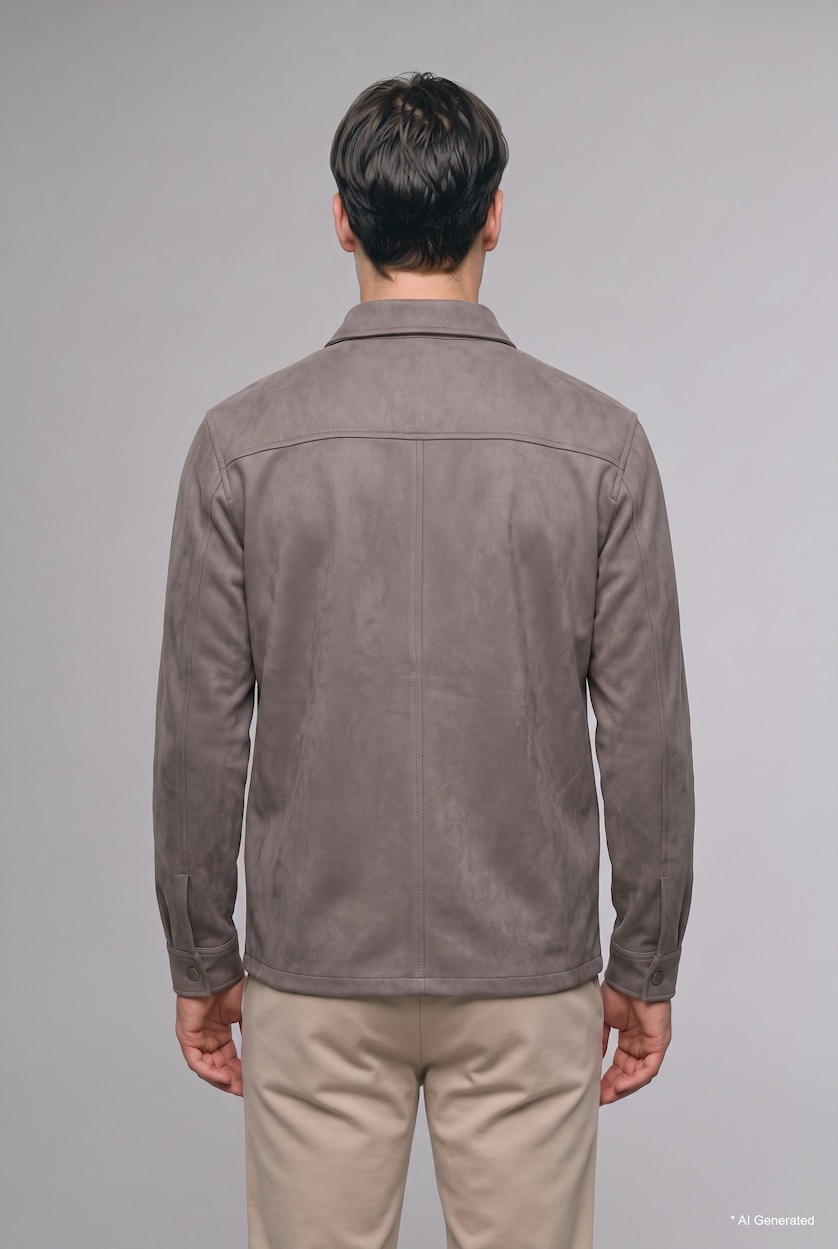 Men Teak Suede Overshirt