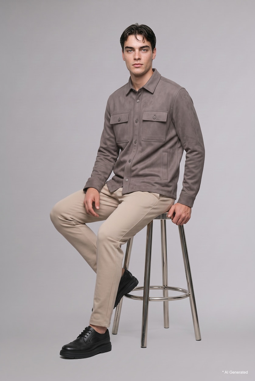 Men Teak Suede Overshirt