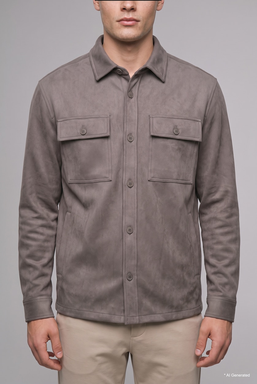 Men Teak Suede Overshirt