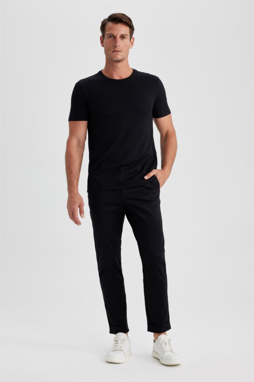 MAN Black Double Hem Gabardine Trousers