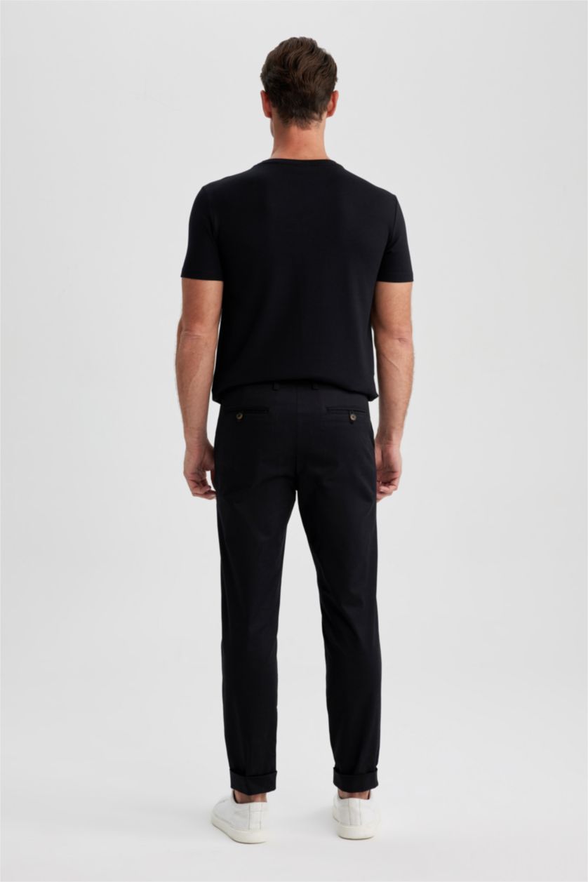 MAN Black Double Hem Gabardine Trousers