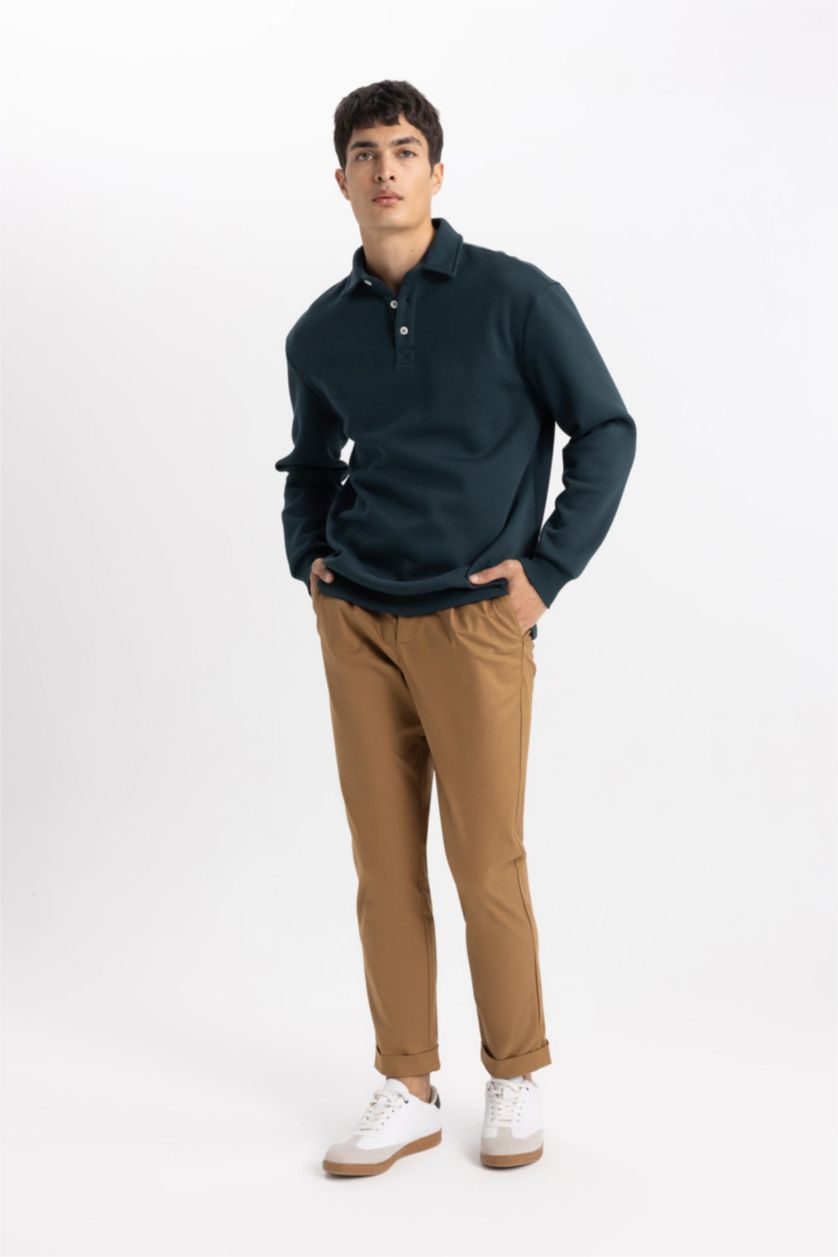 HOMME Marron Pantalon Gabardine Coupe Régulière