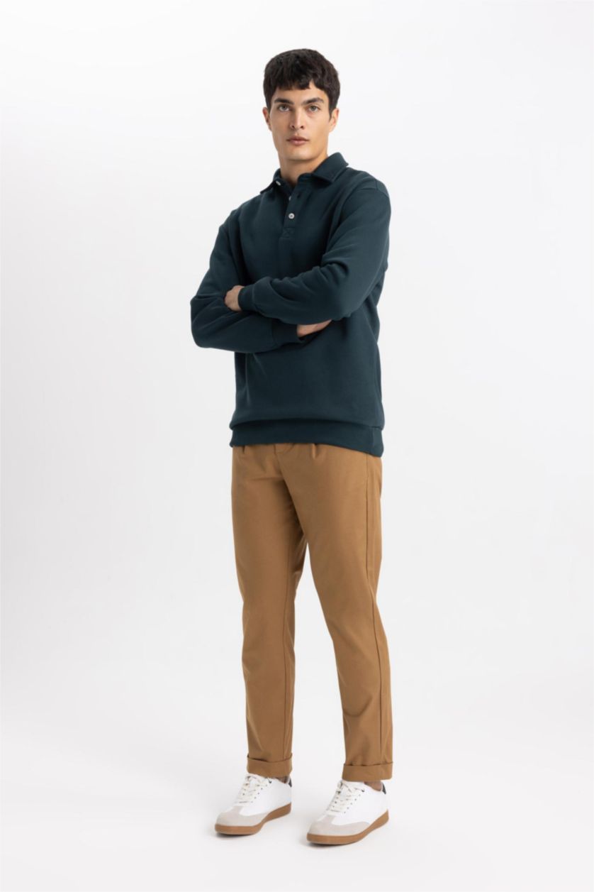 HOMME Marron Pantalon Gabardine Coupe Régulière