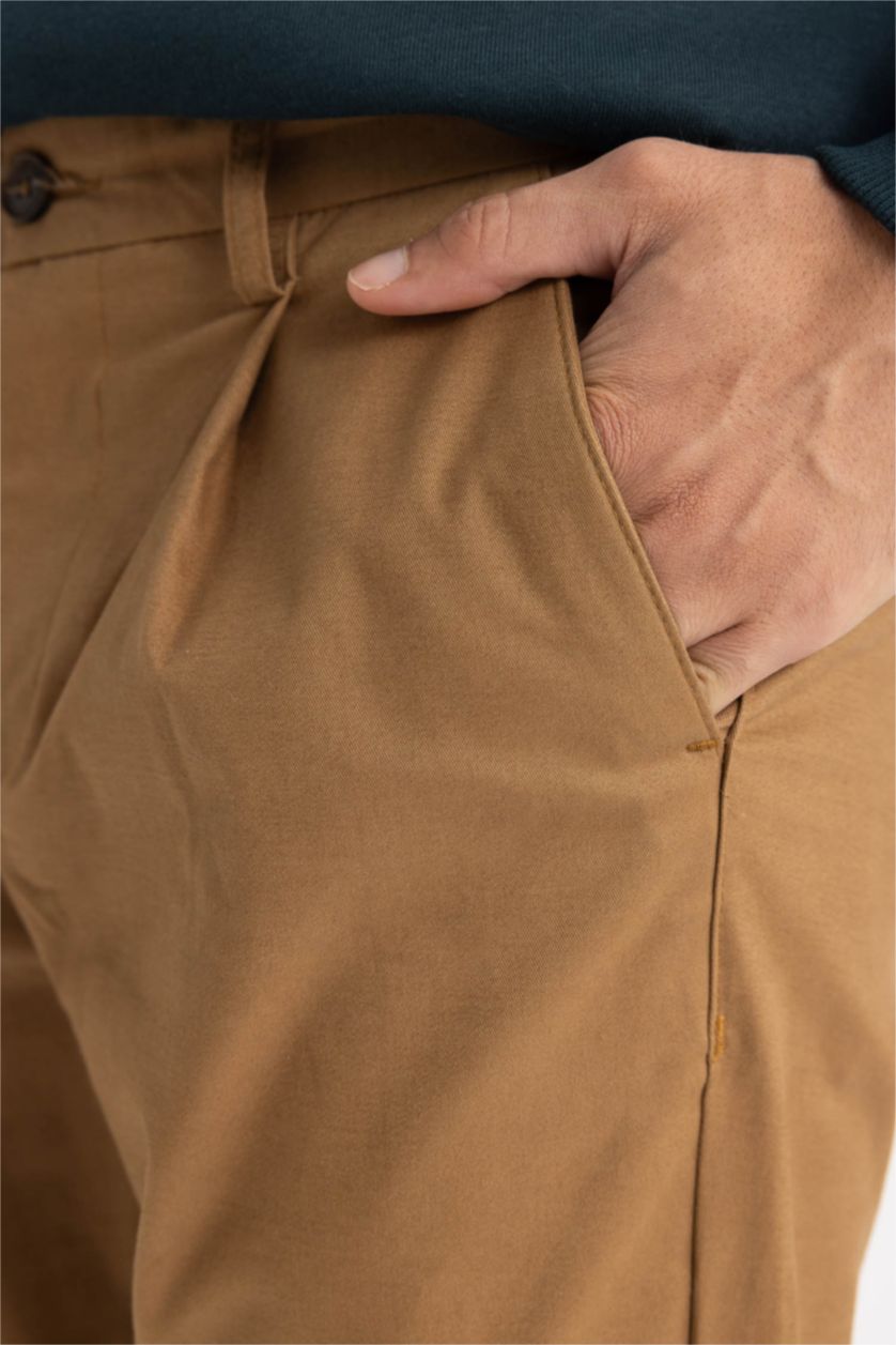HOMME Marron Pantalon Gabardine Coupe Régulière
