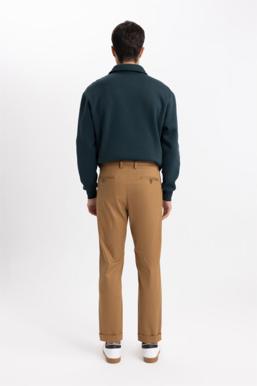 HOMME Marron Pantalon Gabardine Coupe Régulière