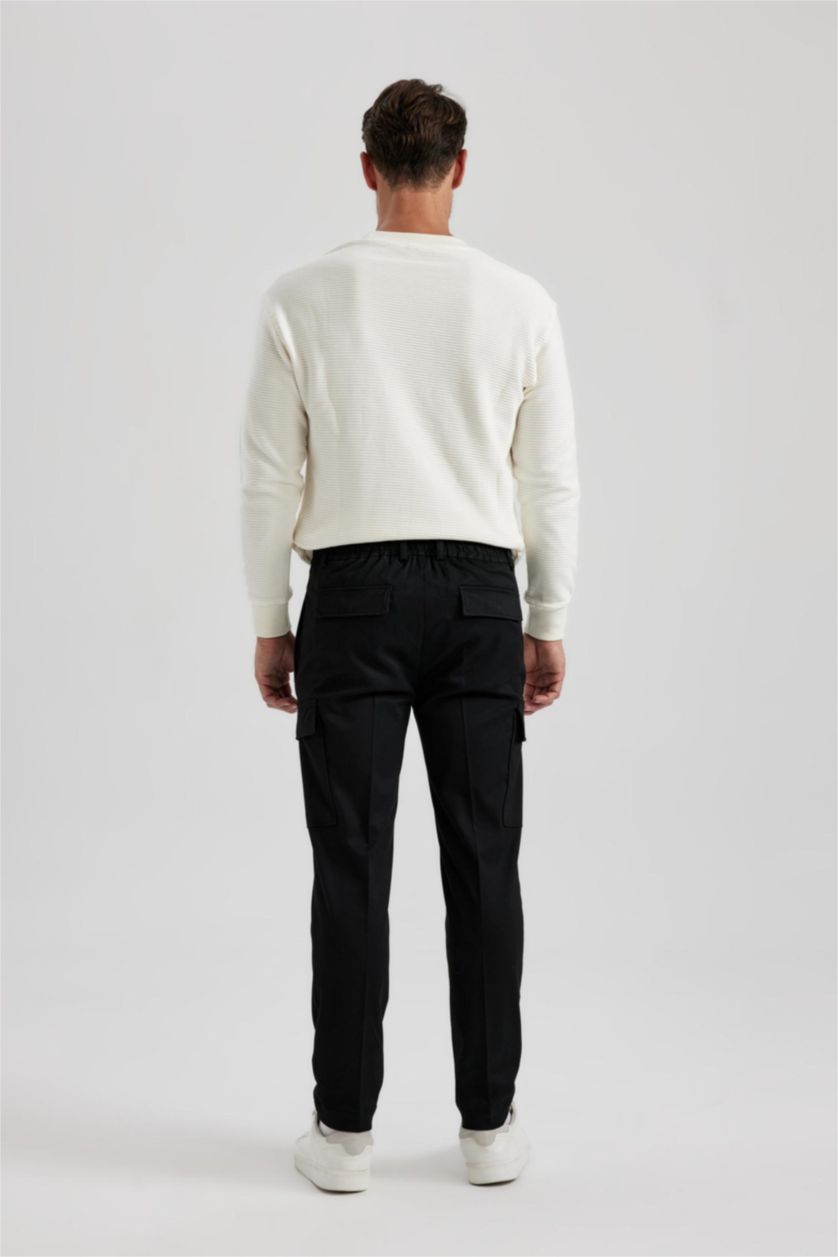 رجالي أسود بنطلون جوجر مظهرصوفي بجيب كارجو