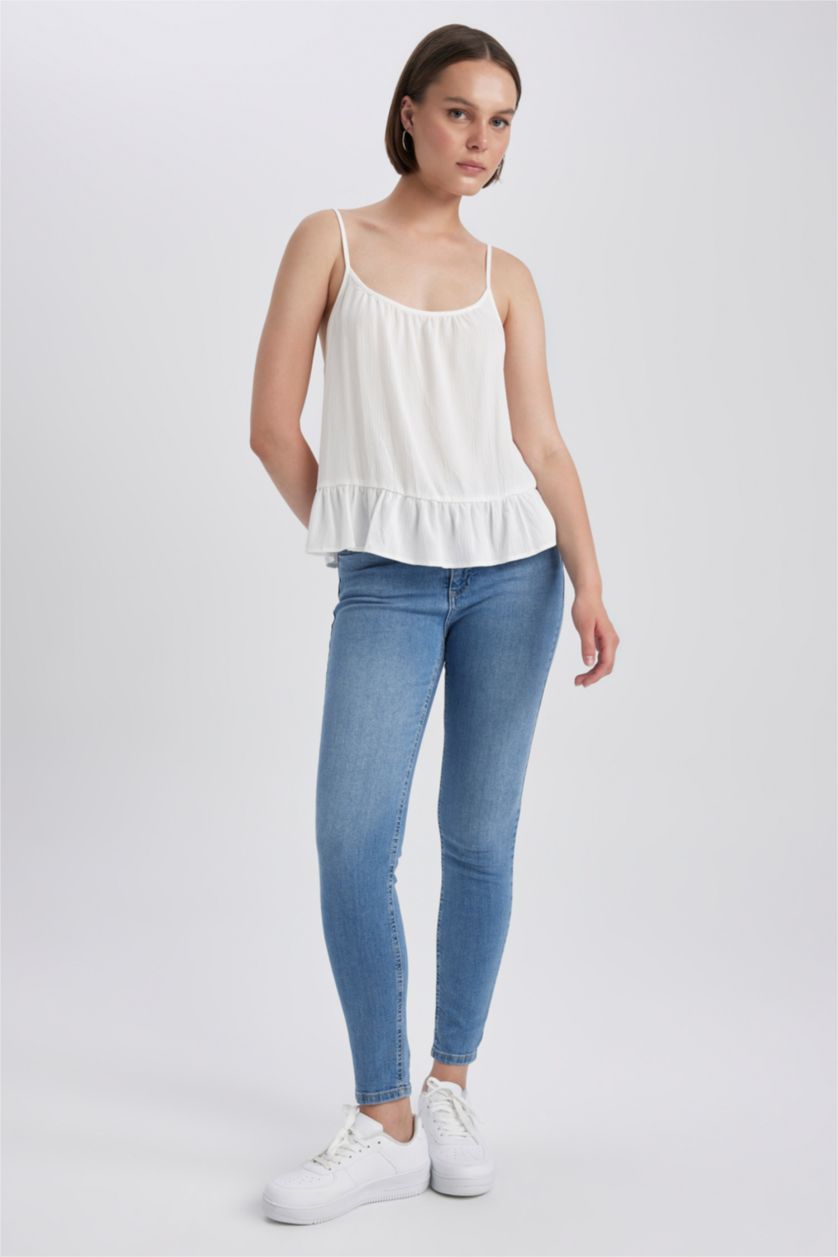 Kadın Açık İndigo Rebeca Skinny Fit Normal Bel Dar Paça Bilek Boy Jean Pantolon