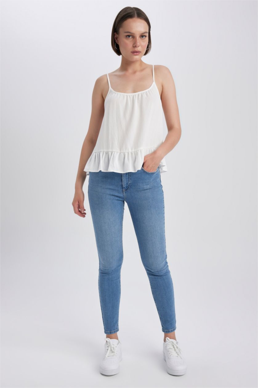 Kadın Açık İndigo Rebeca Skinny Fit Normal Bel Dar Paça Bilek Boy Jean Pantolon