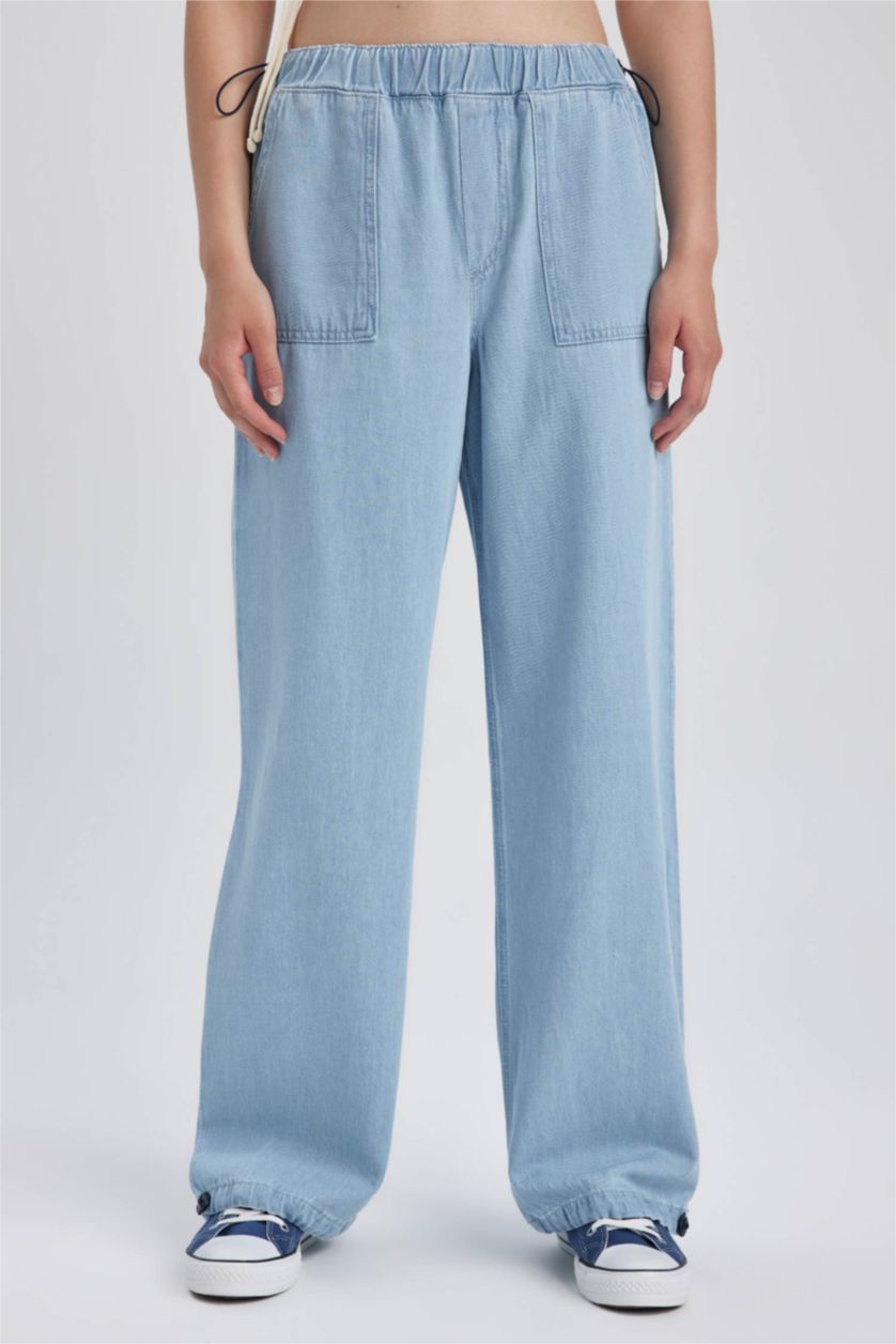 WOMAN Light Blue High Waist jogger Trousers