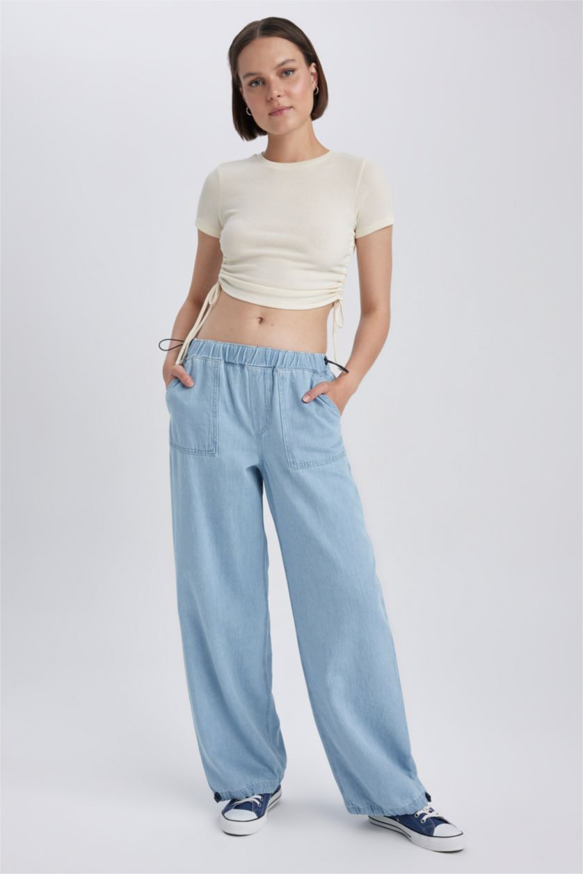 WOMAN Light Blue High Waist jogger Trousers