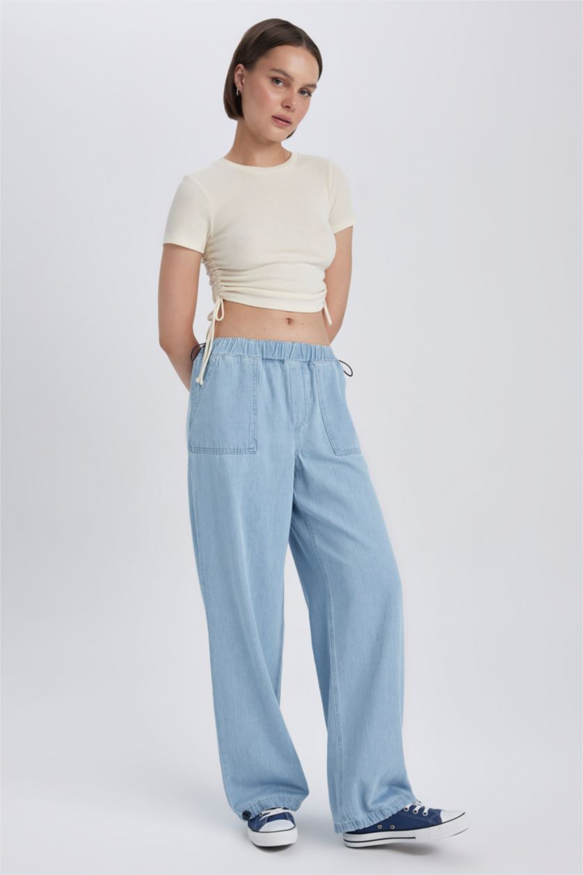 WOMAN Light Blue High Waist jogger Trousers