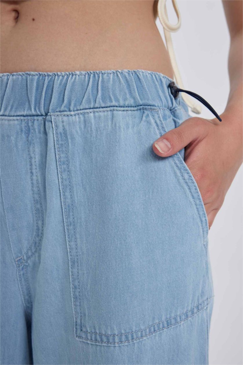 WOMAN Light Blue High Waist jogger Trousers