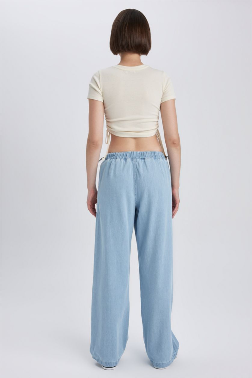 WOMAN Light Blue High Waist jogger Trousers
