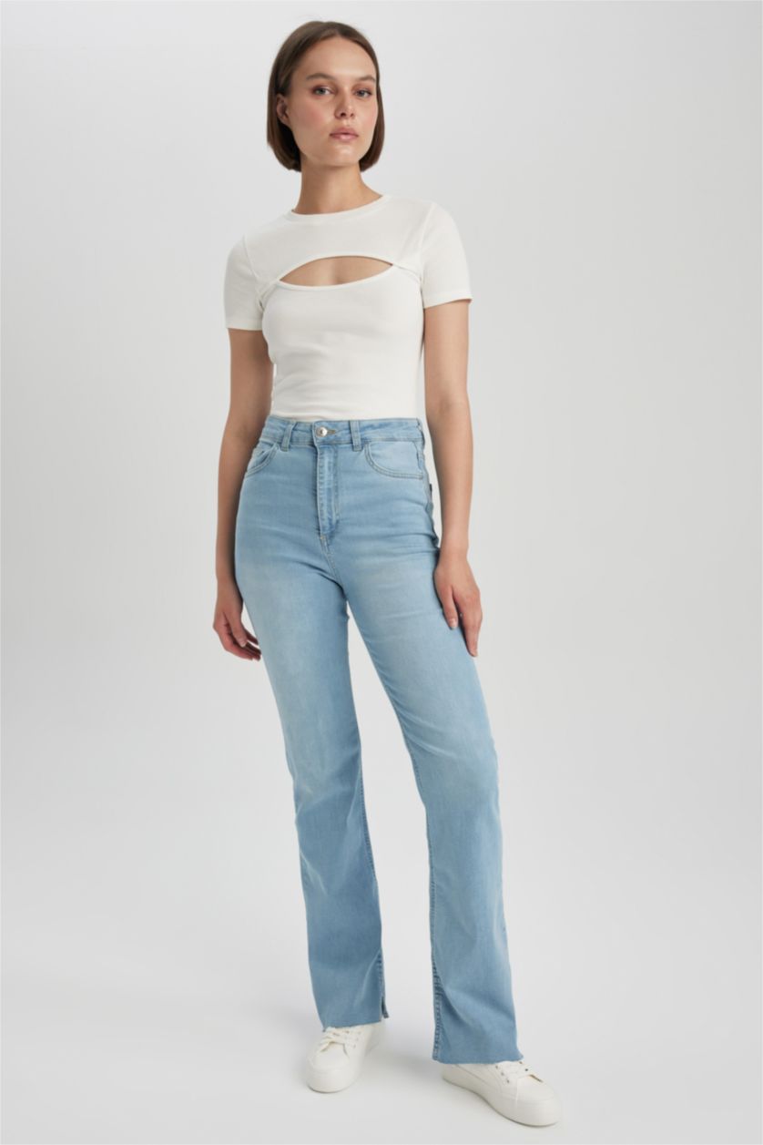 FEMME Indigo Clair High Waist Flare Trousers